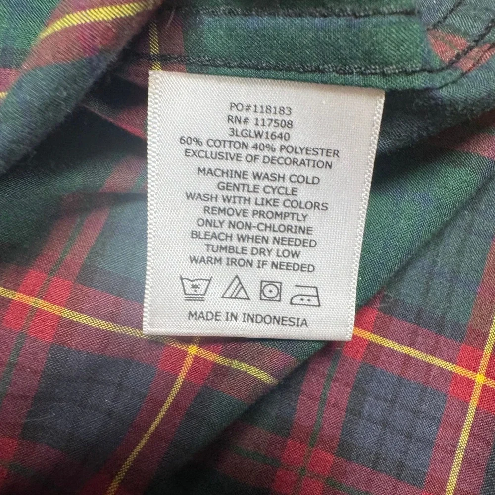 Levis Men's XXL Multi-Tartan Red Green Plaid Split Colorblock Button Down Shirt
